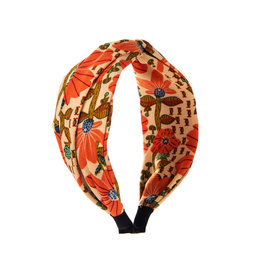 Wholesale Wide Border Printed Fabric Twist Headband